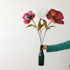 Paper Flower Pick, Green &amp; Burgundy - What&