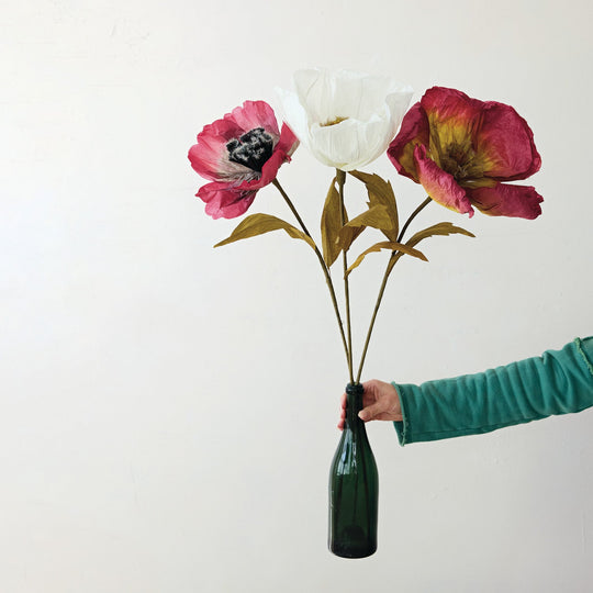 Paper Flower Pick, Green &amp; Pink - What&