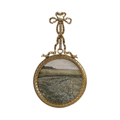 Pewter Bow Hanging Wall Art with Landscape, 3 Styles style 1 shown on its own - wall art by Creative Co-Op - Whats New Furniture Portland OR