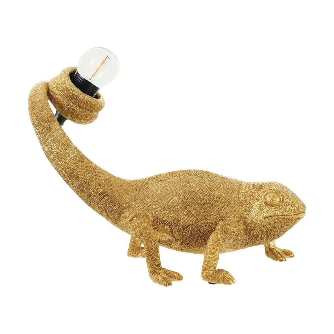 Resin Chameleon Table Lamp with Inline Switch, Gold Finish
