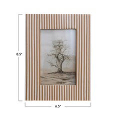 Resin Striped Photo Frame, White &amp; Caramel (Holds 4" x 6" Photo)