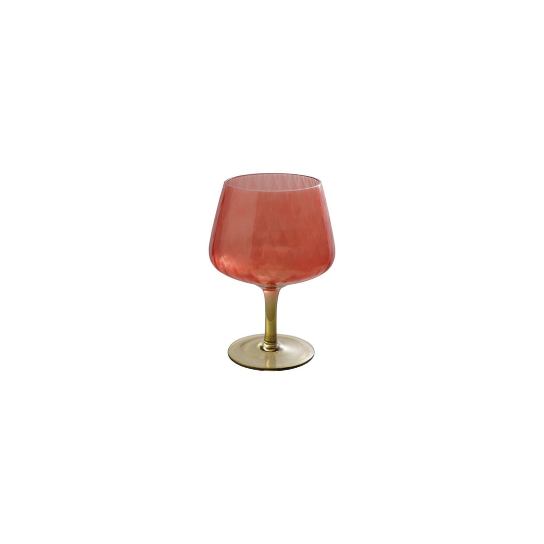 Ribbed Stemmed Wine Glass, Red &amp; Olive Green, 14 oz. front - dinnerware by Creative Co-Op - Whats New Furniture Portland OR