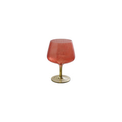 Ribbed Stemmed Wine Glass, Red &amp; Olive Green, 14 oz. front - dinnerware by Creative Co-Op - Whats New Furniture Portland OR