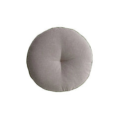 Round Cotton Velvet Embroidered Pillow with Mini Pom Pom Trim &amp; Chambray Back - What&