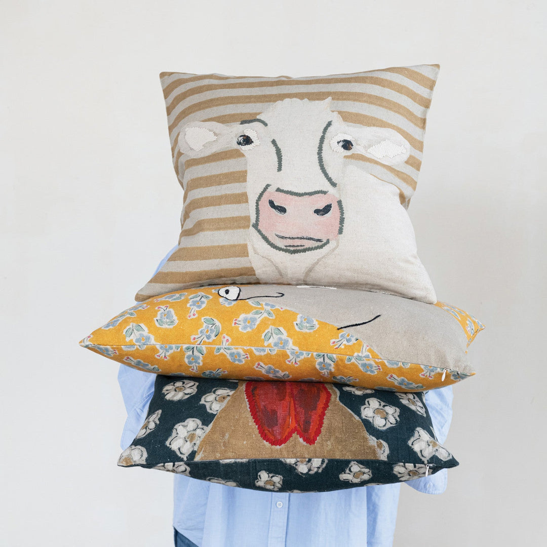 Square Cotton &amp; Linen Printed Pillow - What&