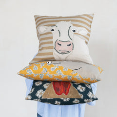 Square Cotton &amp; Linen Printed Pillow - What&