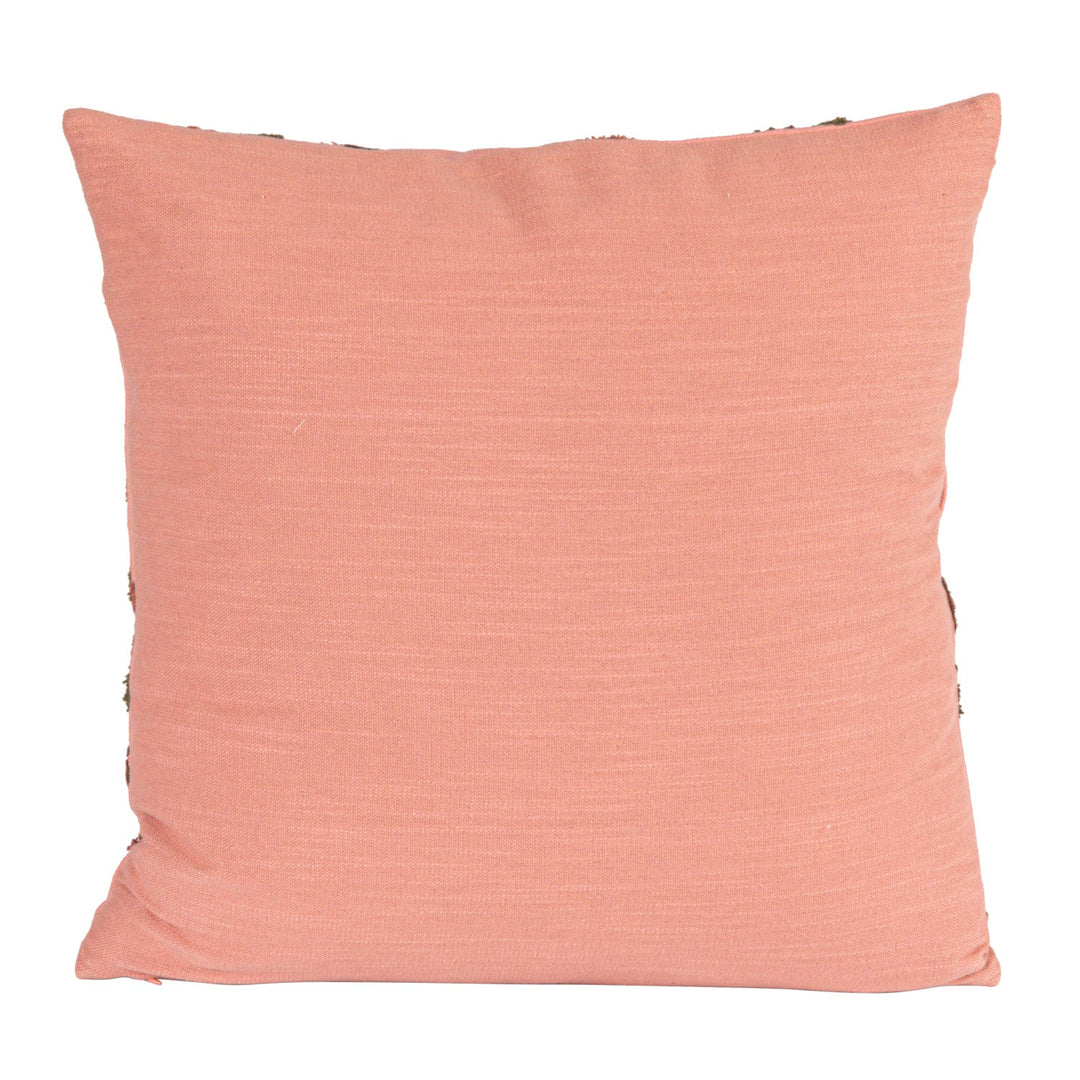 Square Cotton Slub Pillow w/ Embroidered Tiger &amp; Flowers - What&