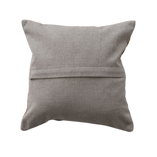 Square Cotton Voile Pillow with Florals, Hand - Embroidered Kantha Stitch &amp; Chambray Back - What&