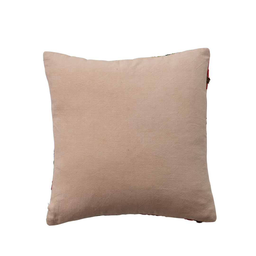 Square Fabric Pillow with Flowers - What&