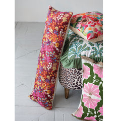 Square Fabric Pillow with Flowers - What&