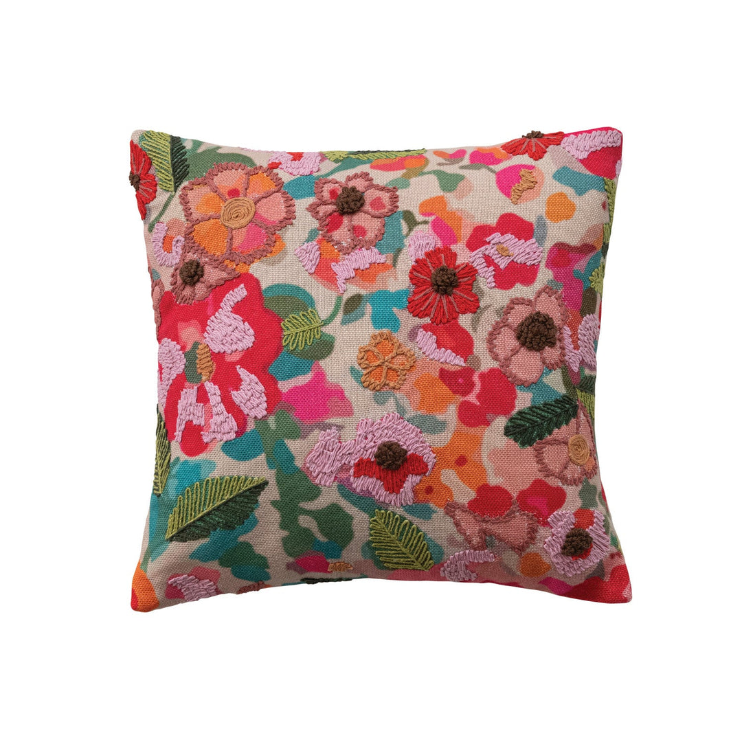 Square Fabric Pillow with Flowers - What's New Furniture - Portland, Oregon