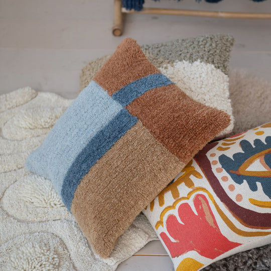 Square New Zealand Wool & Cotton Tufted Pillow - Whats New Furniture - Portland, Oregon