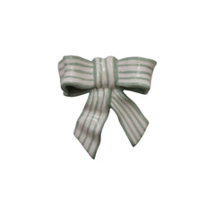 Stoneware Striped Bow Wall Décor, Green &amp; White front view - wall decor by Creative Co-Op - Whats New Furniture Portland OR