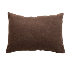 Stonewashed Cotton Slub Lumbar Pillow with Hand-Embroidered Flowers &amp; Bees, 20" x 14" plain back - soft goods by Creative Co-Op - Whats New Furniture Portland OR