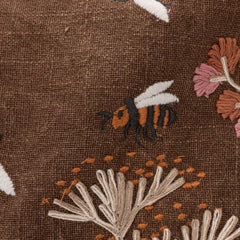 Stonewashed Cotton Slub Lumbar Pillow with Hand-Embroidered Flowers &amp; Bees, 20" x 14" embroidered bee detail - soft goods by Creative Co-Op - Whats New Furniture Portland OR