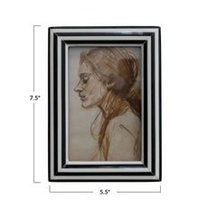 Striped Photo Frame, Black &amp; White (Holds 4" x 6" Photo)
