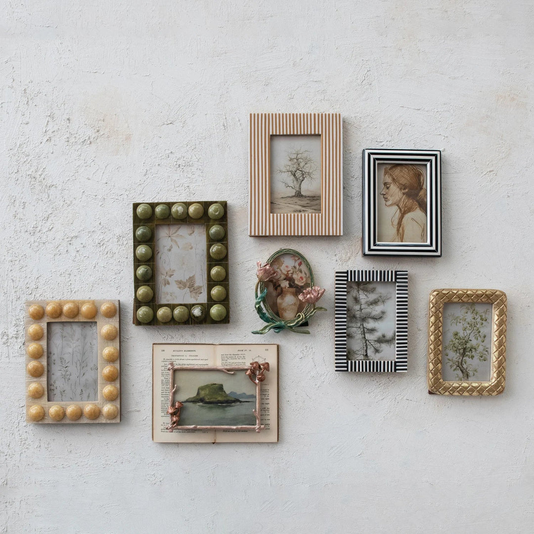 Striped Photo Frame, Black &amp; White (Holds 4" x 6" Photo)