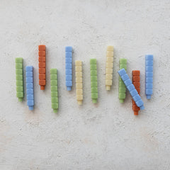 Mint stacked block taper candles in retail box - Creative Co-Op - Whats New Furniture Portland OR