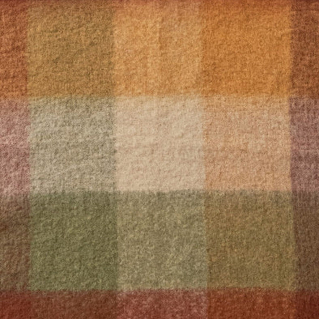 Woven Brushed Plaid Throw with Fringe, Natural &amp; Multi Color texture detail close up - throw blanket by Creative Co-Op - Whats New Furniture Portland OR