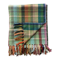 Woven Cotton Plaid Throw with Fringe, Multi Color alternate view 1 - throw blanket by Creative Co-Op - Whats New Furniture Portland OR
