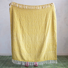 Woven Fabric Chenille Throw with Diamond Pattern &amp; Fringe