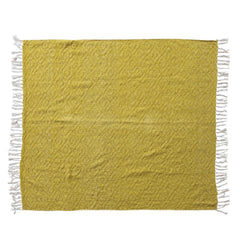 Woven Fabric Chenille Throw with Diamond Pattern &amp; Fringe