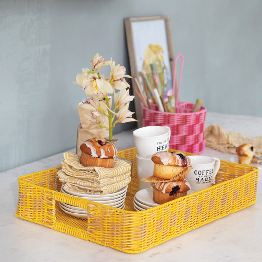 Woven Plastic Tray w/ Handles - Whats New Furniture - Portland, Oregon