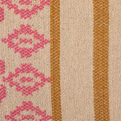 Woven Recycled Cotton Blend Jacquard Throw with Stripes &amp; Fringe