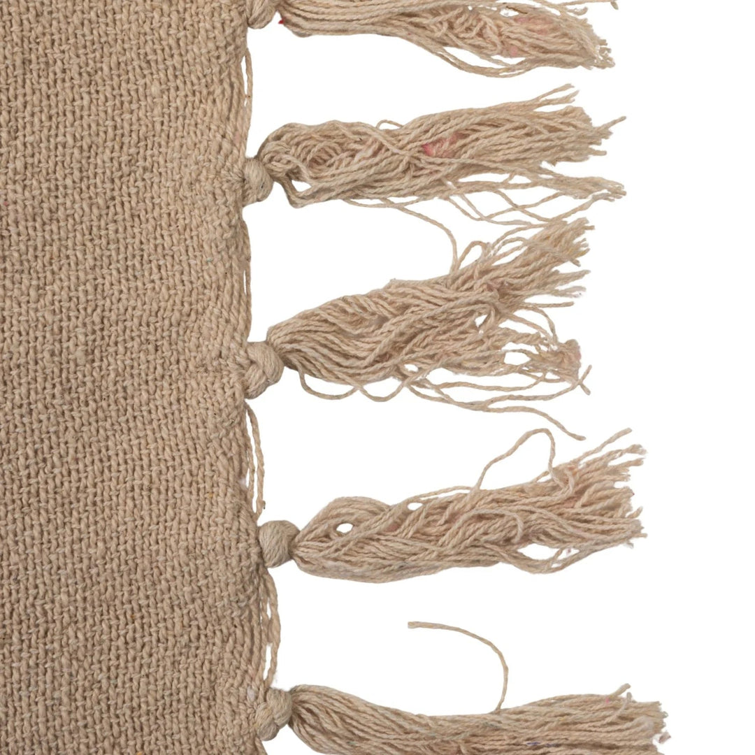 Woven Recycled Cotton Blend Jacquard Throw with Stripes &amp; Fringe