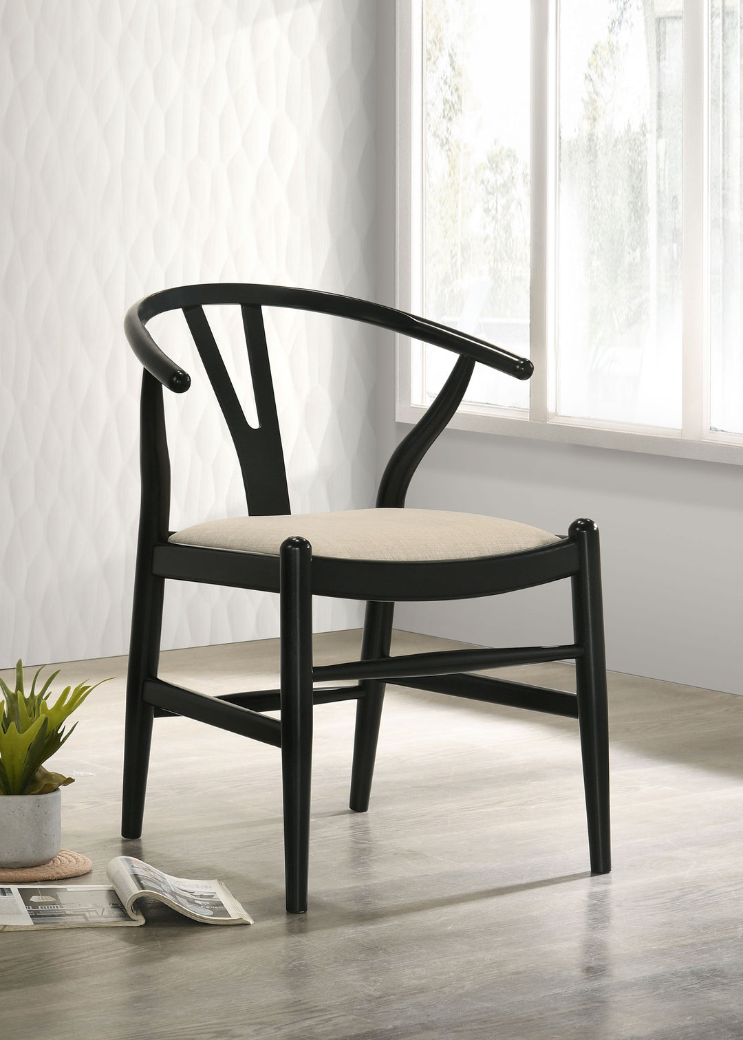 Crestmont Wood Wishbone Dining Side Chair Black (Set of 2) - What&