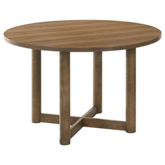 Crestmore Round Wood Dining Table in walnut - round walnut dining table by Coaster - Whats New Furniture Portland OR