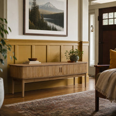 Croyden 71 Inch Tv Stand Media Console Weathered Natural styled in Portland Hawthorne Craftsmbungalow living room - What&