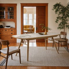 Croyden 73 Inch Rectangular Dining Table Weathered Natural styled in Portland Irvington foursquare with original built-ins living room - What&