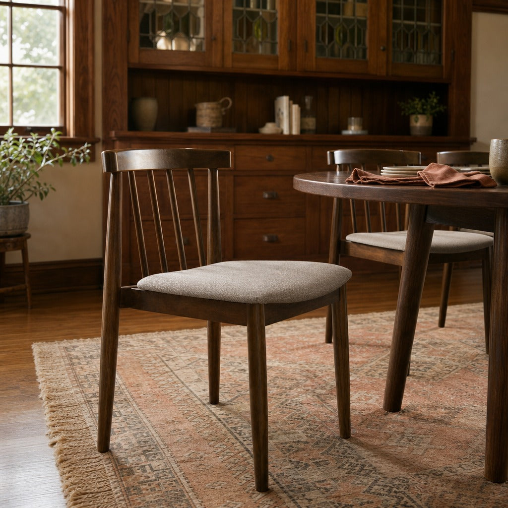 Cullen Dining Side Chair Upholstered Seat Walnut Set Of 2 styled in Portland Laurelhurst Tudor cottage living room - What&