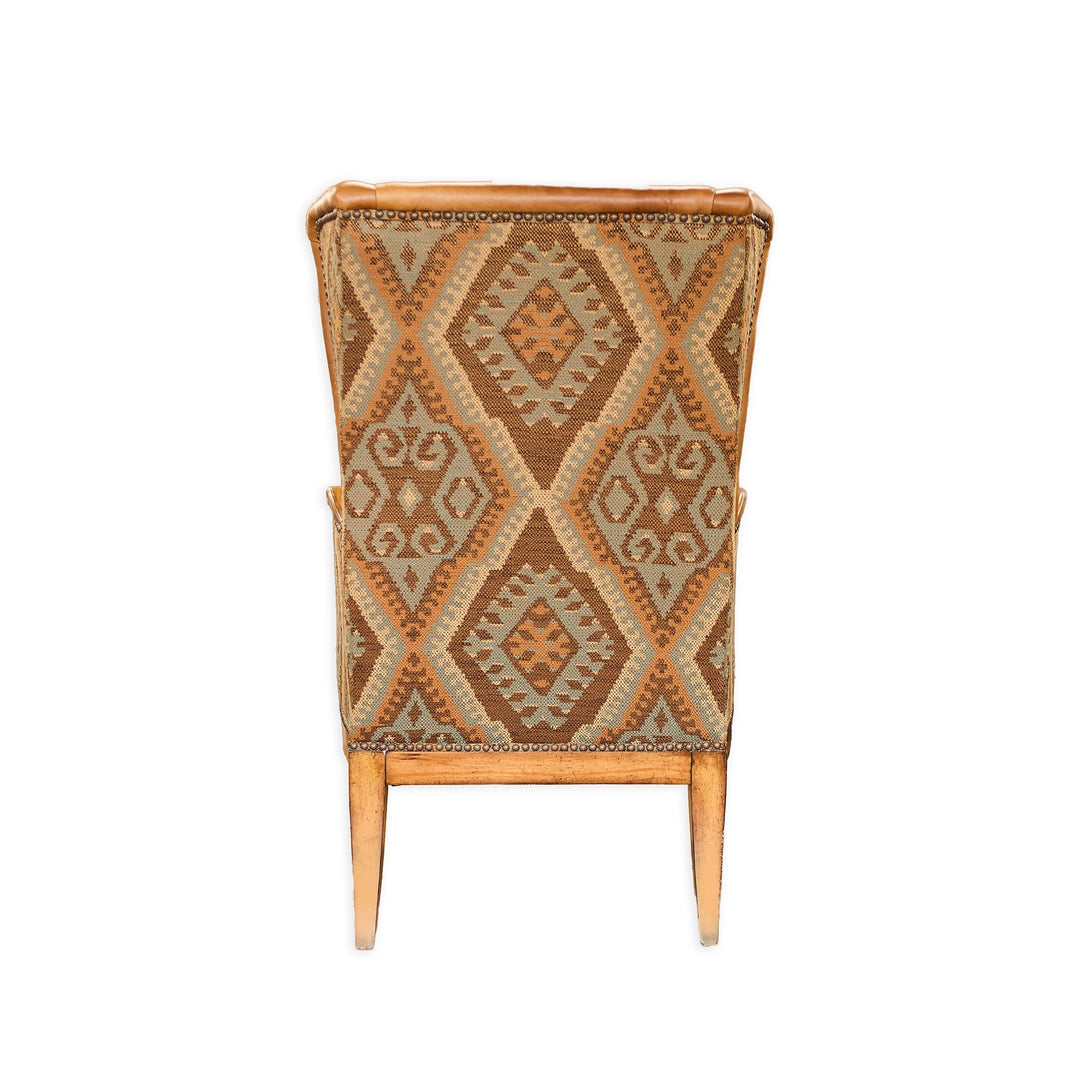 Custom Fabric and Leather Library Chair detail view 3 - Whats New Furniture - Portland, Oregon