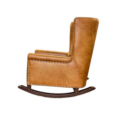 Custom Leather Rocking Chair detail view 2 - Whats New Furniture - Portland, Oregon