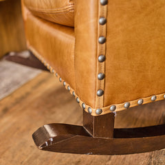 Custom Leather Rocking Chair detail view 5 - Whats New Furniture - Portland, Oregon