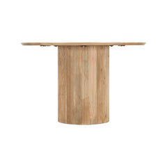 Cylinder Round Dining Table in Honey profile view - round mango wood pedestal dining table by LH Imports - Whats New Furniture Portland OR