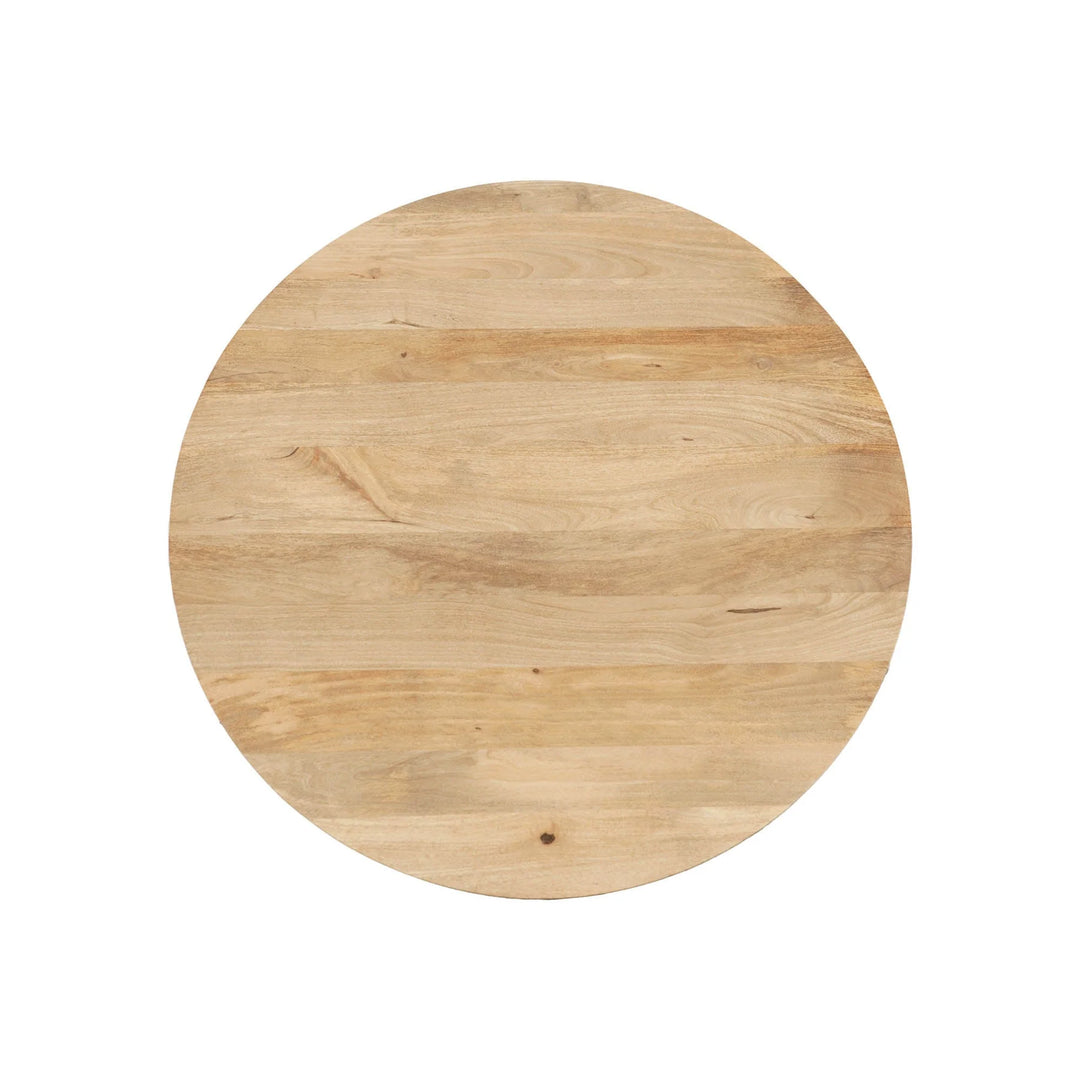 Cylinder Round Dining Table in Honey top-down view - round mango wood pedestal dining table by LH Imports - Whats New Furniture Portland OR