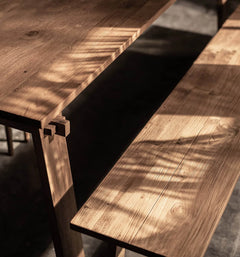 Artisan Bench in Natural Teak detail view - reclaimed teak bench by LH Imports - Whats New Furniture Portland OR