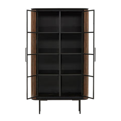 Dabney Glass Cabinet - Teak and Black Metal in Natural - detail 1 studio view - Cabinet by Dovetail - Whats New Furniture Portland OR