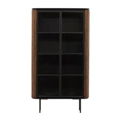 Dabney Glass Cabinet - Teak and Black Metal in Natural - front studio view - Cabinet by Dovetail - Whats New Furniture Portland OR