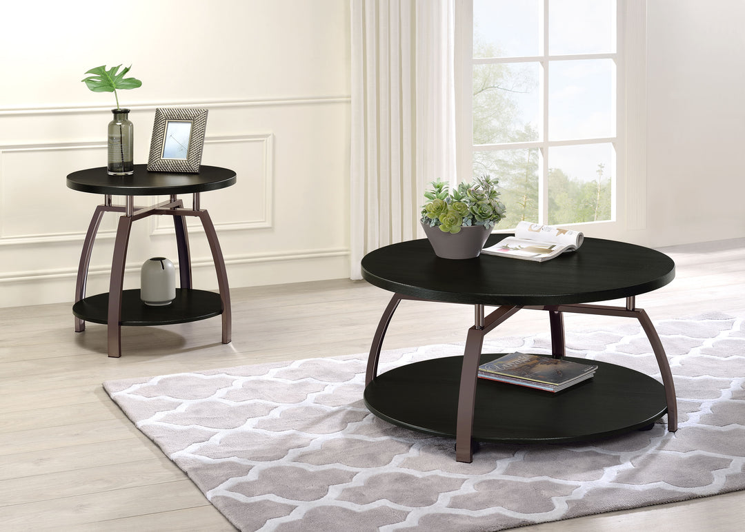 Dacre 2-piece Round Coffee and End Table Set Dark Charcoal - What&