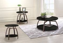 Dacre 3-piece Round Coffee and End Table Set Dark Charcoal - What&