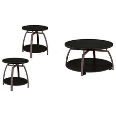 Dacre 3-piece Round Coffee and End Table Set Dark Charcoal - What&