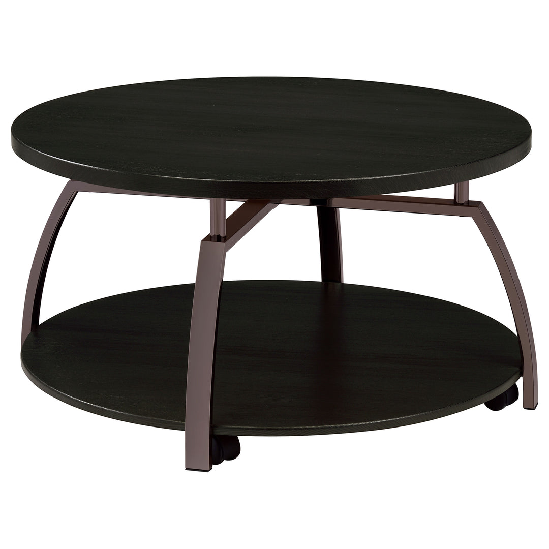 Dacre Round Engineered Wood Top Coffee Table Dark Charcoal - What&