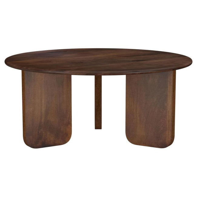 Dale Coffee Table in brown - round mango wood coffee table by Coaster - Whats New Furniture Portland OR