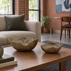 Damara Bowl Set of 2 - Antique Brass in Antique Brass styled in a Portland home - Whats New Furniture