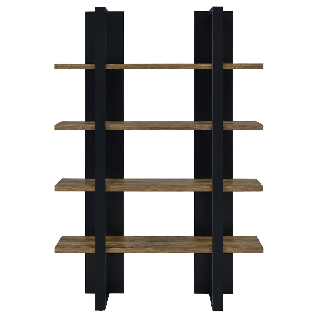 Danbrook 71-inch 4-shelf Bookshelf Black and Aged Walnut - What&