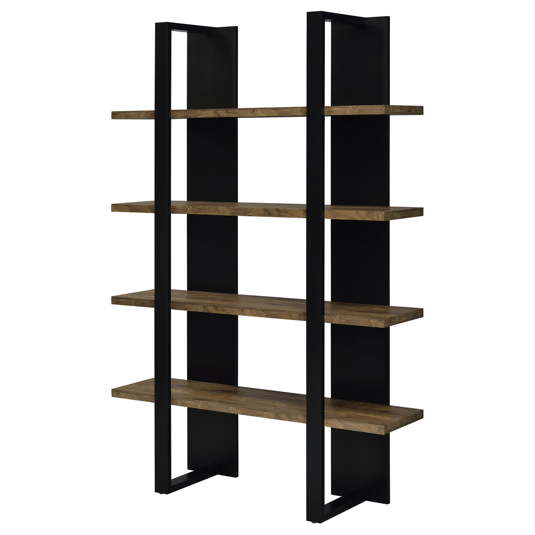 Danbrook 71-inch 4-shelf Bookshelf Black and Aged Walnut - What&